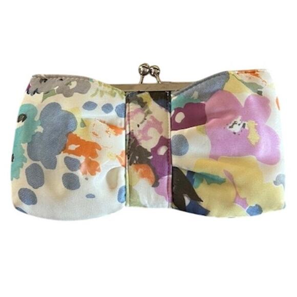Lulu Townsend Handbags - Lulu Townsend Pastel Print Bow Clutch Bag – Floral Satin – 10” x 4.5”